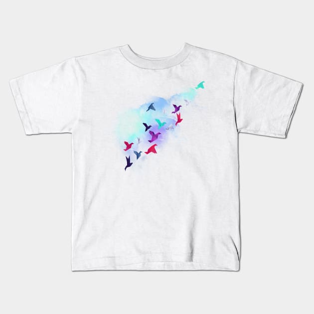 Papers Birds Kids T-Shirt by astronaut